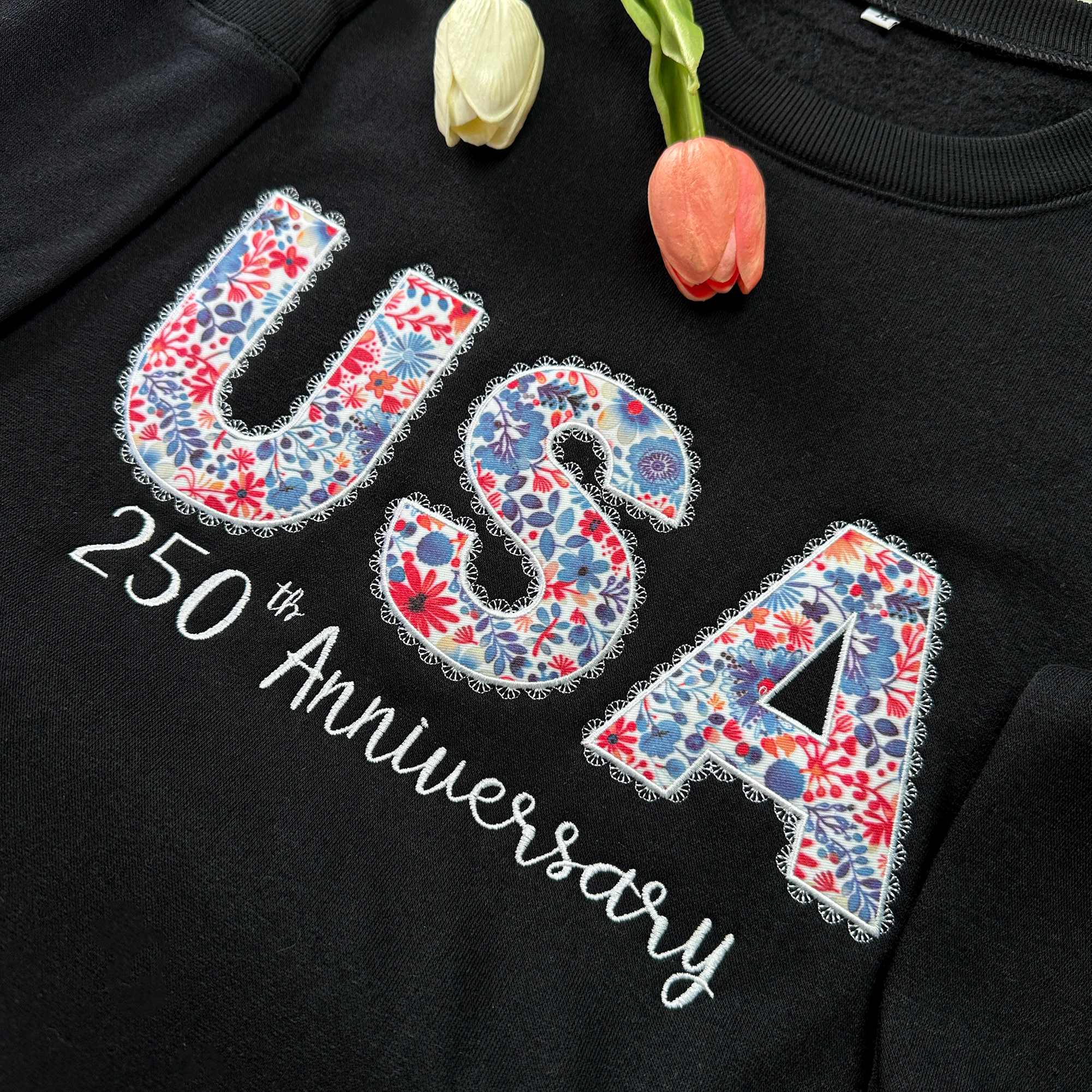 America Anniversary 250th Floral Embroidered Sweatshirt