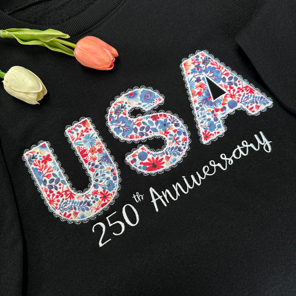 America Anniversary 250th Floral Embroidered Sweatshirt