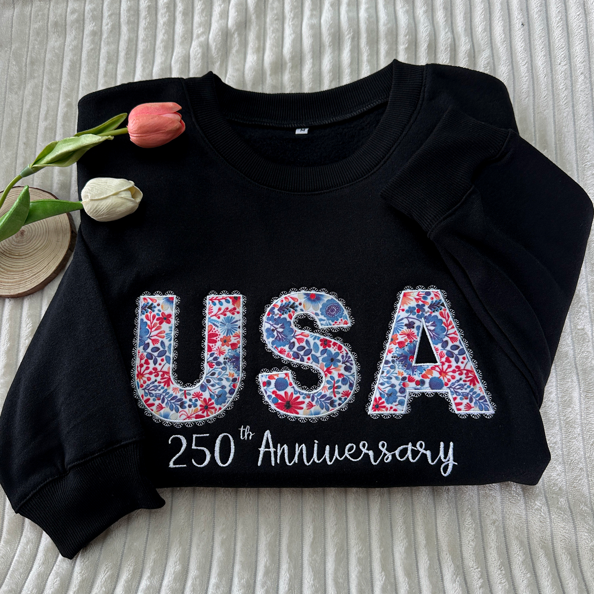 America Anniversary 250th Floral Embroidered Sweatshirt