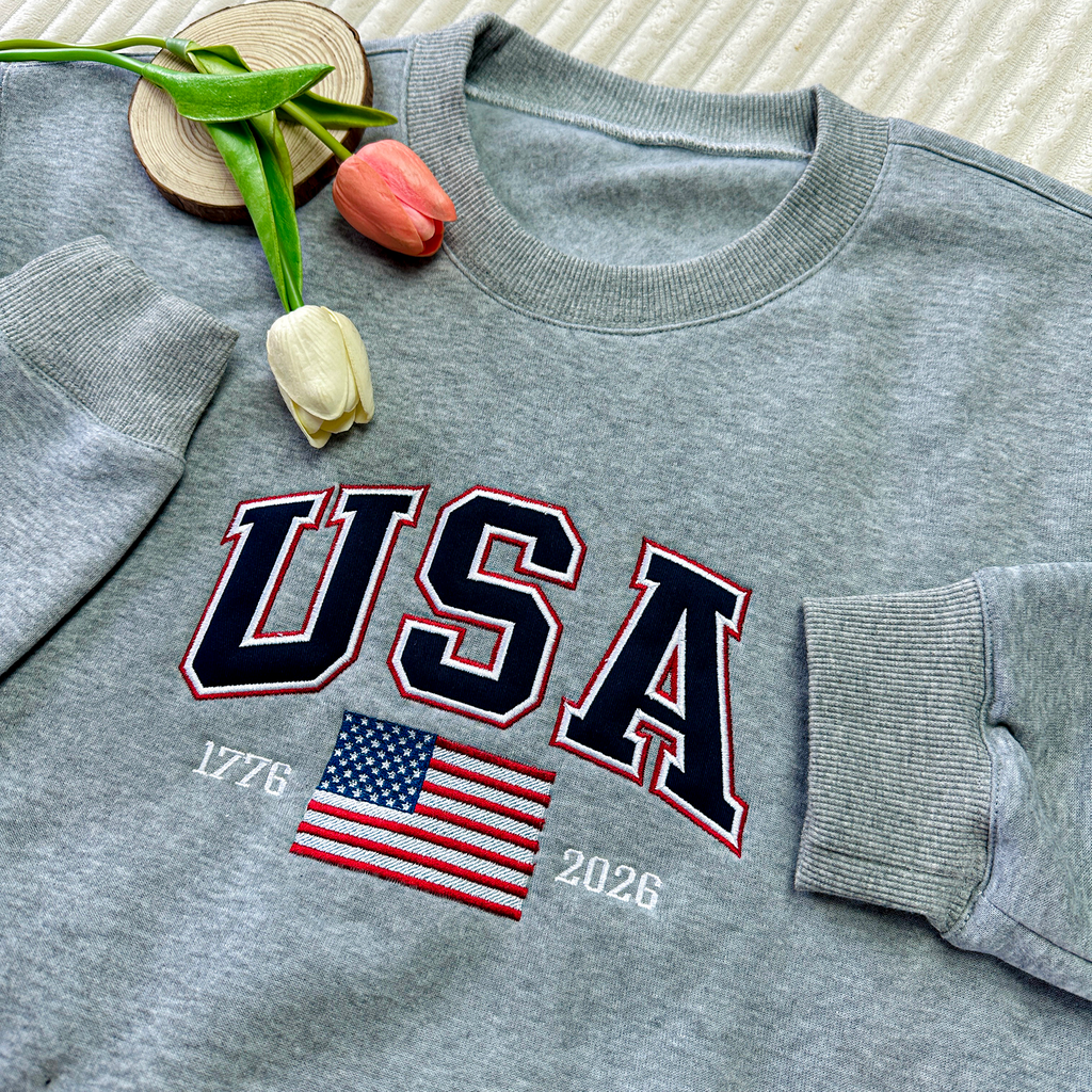 USA 250 Patriotic Embroidered Sweatshirt