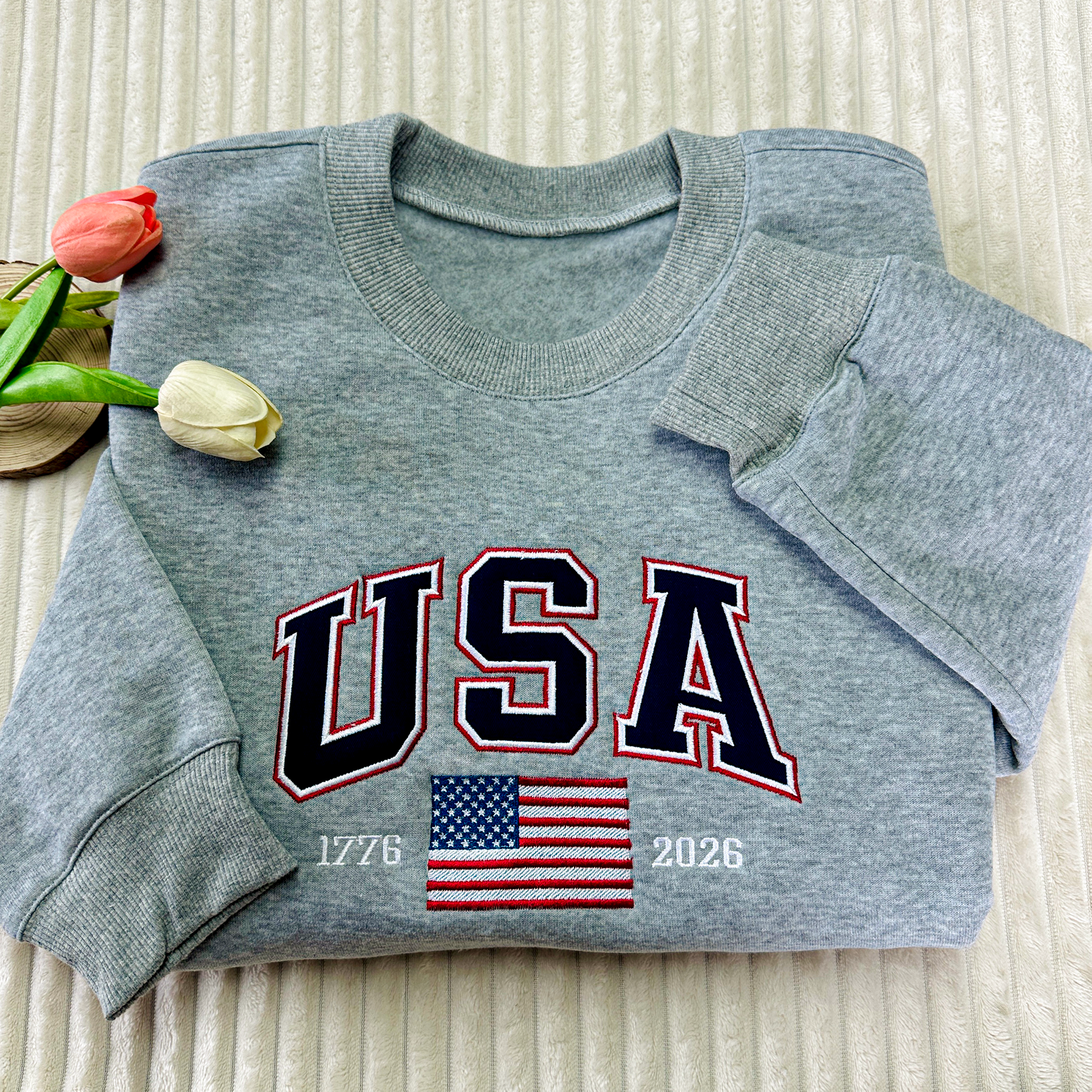 USA 250 Patriotic Embroidered Sweatshirt