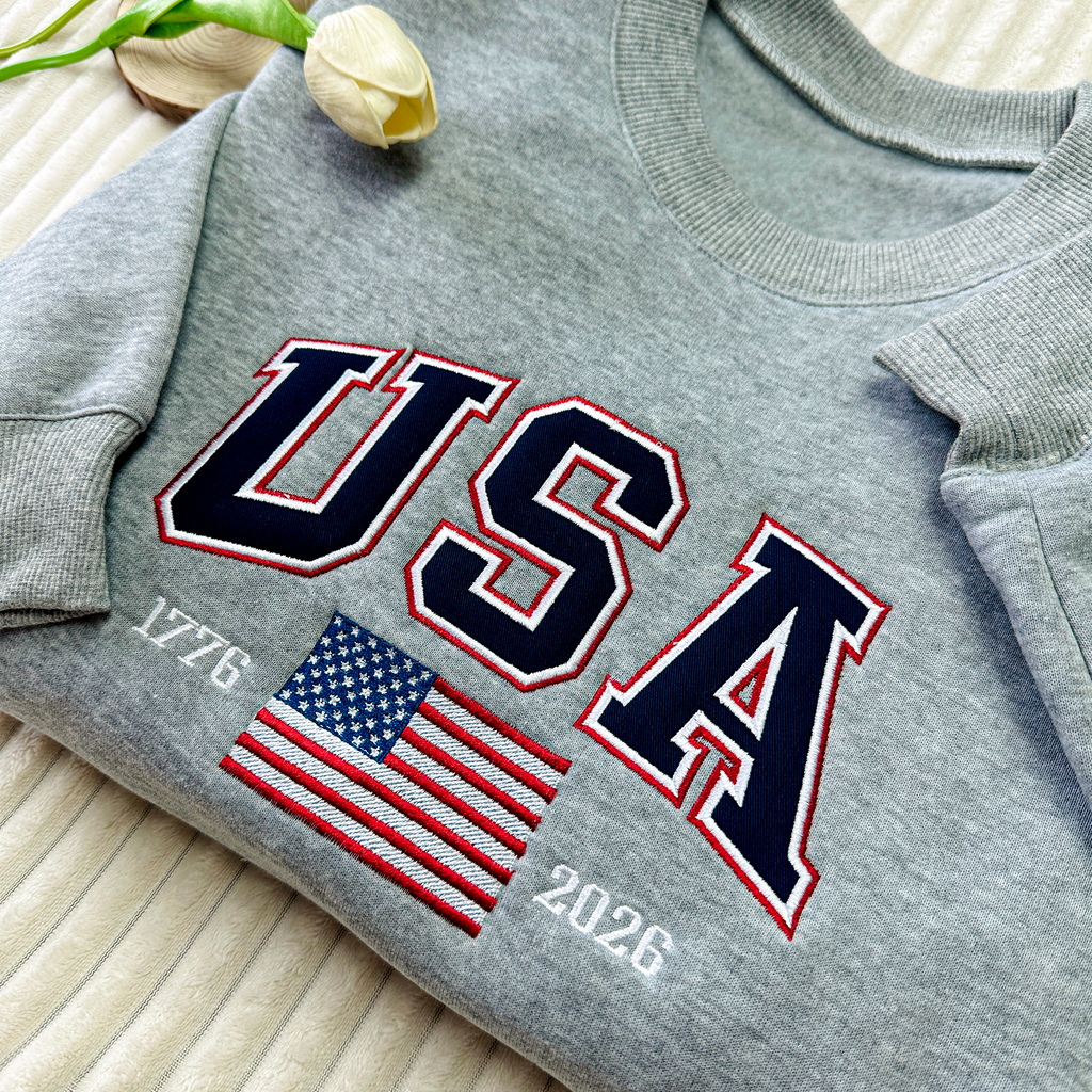 USA 250 Patriotic Embroidered Sweatshirt