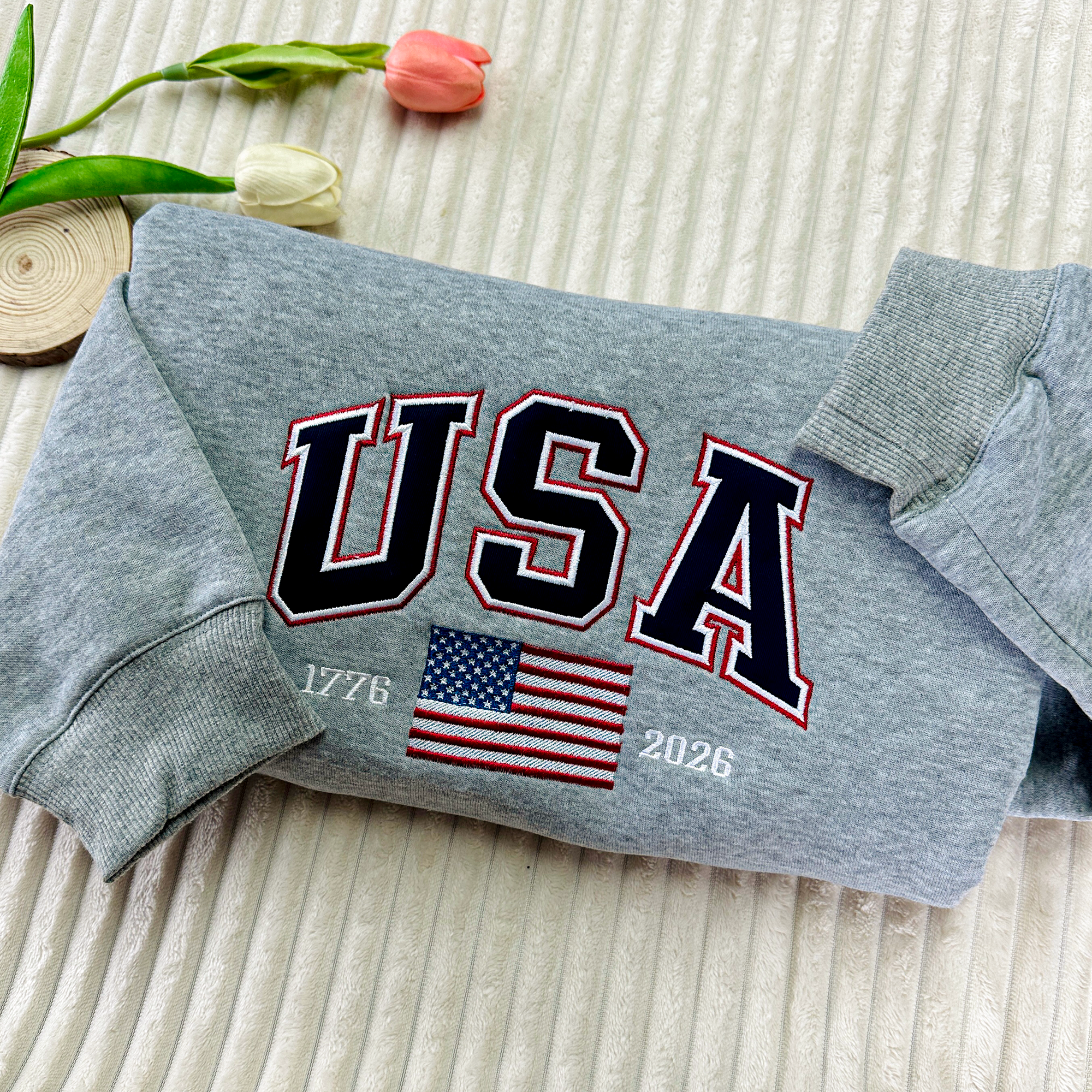 USA 250 Patriotic Embroidered Sweatshirt