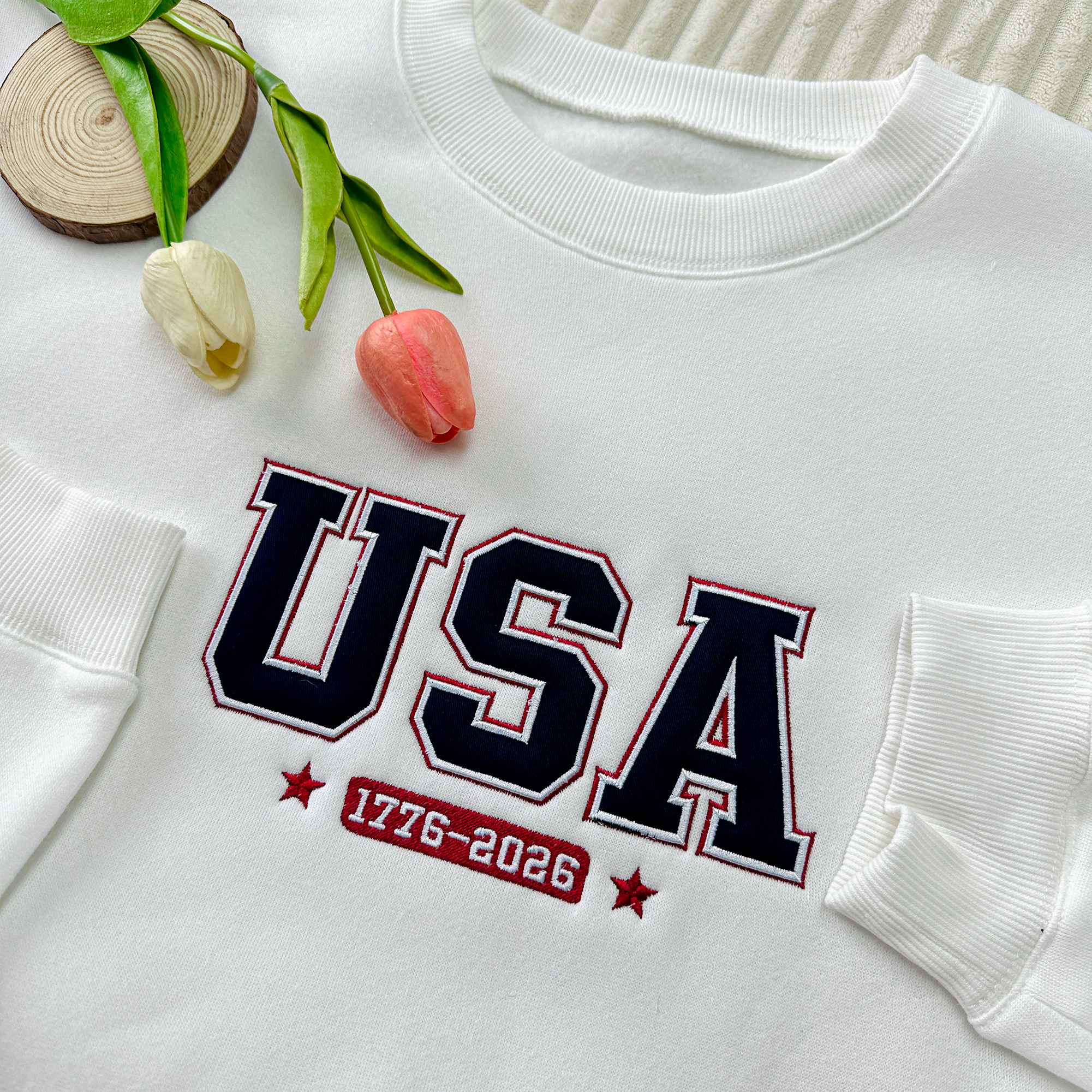 Patriotic USA 1776-2026 Embroidered Sweatshirt