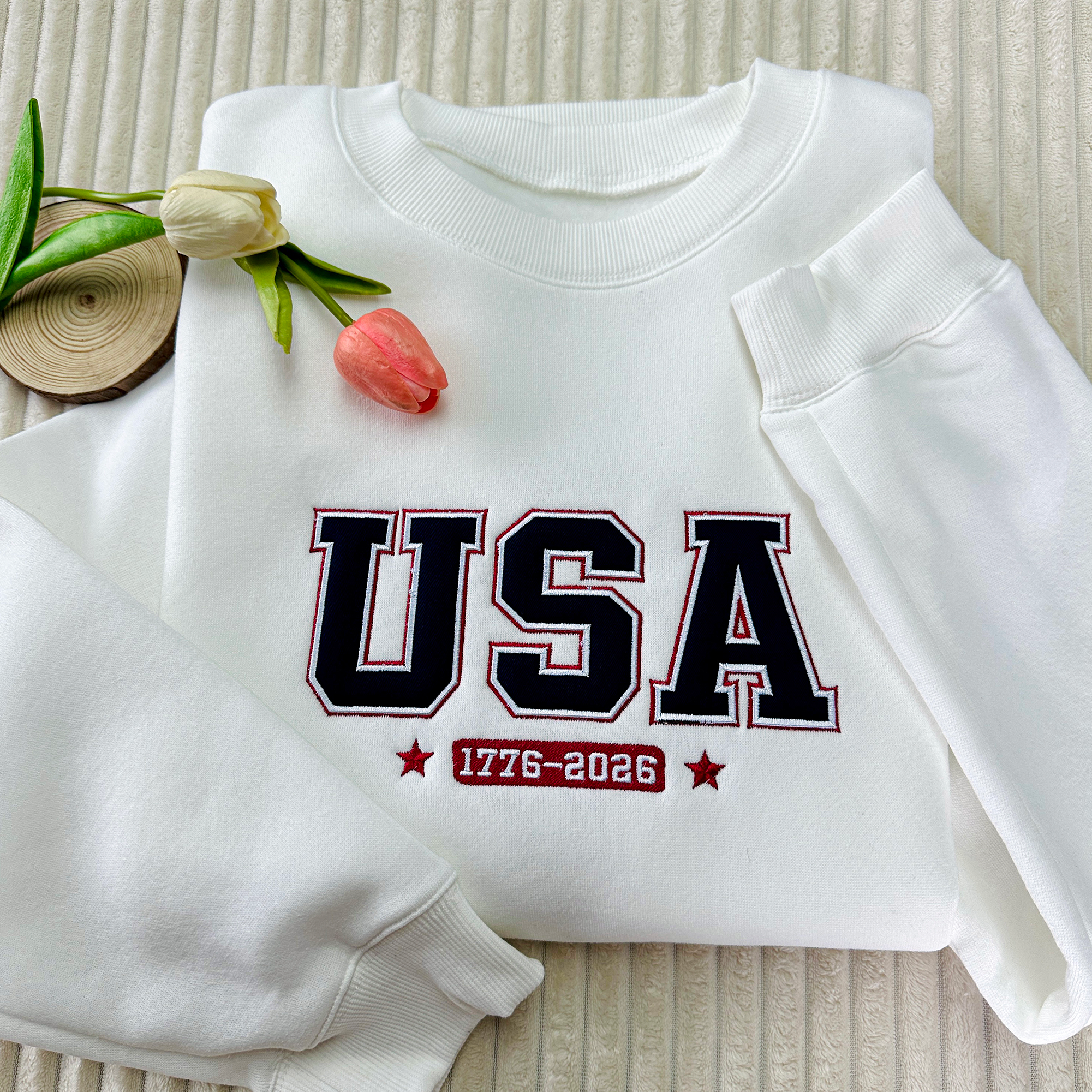 Patriotic USA 1776-2026 Embroidered Sweatshirt