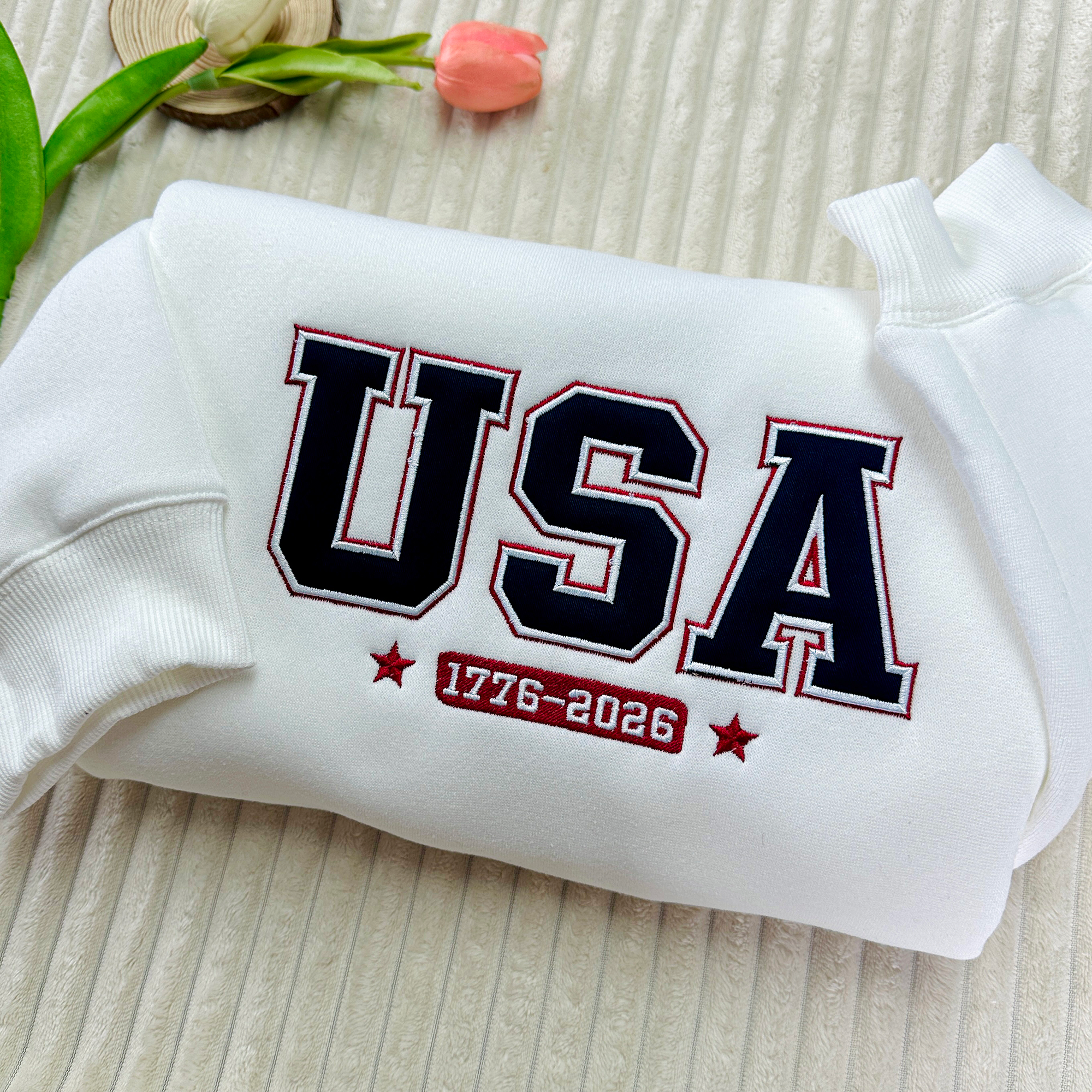 Patriotic USA 1776-2026 Embroidered Sweatshirt