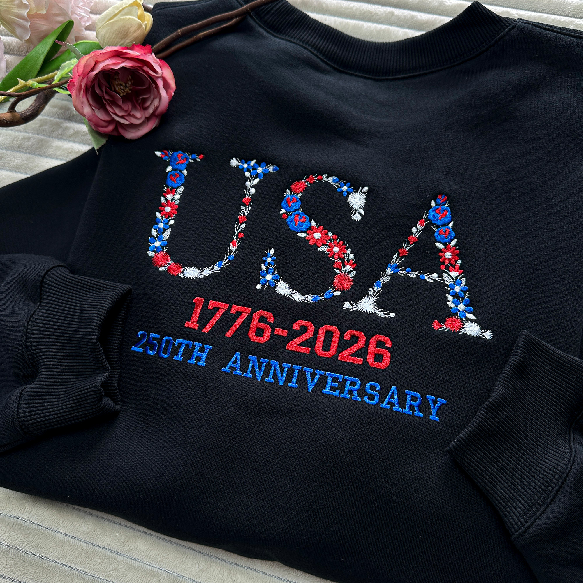 Embroidered USA 250th Anniversary Sweatshirt