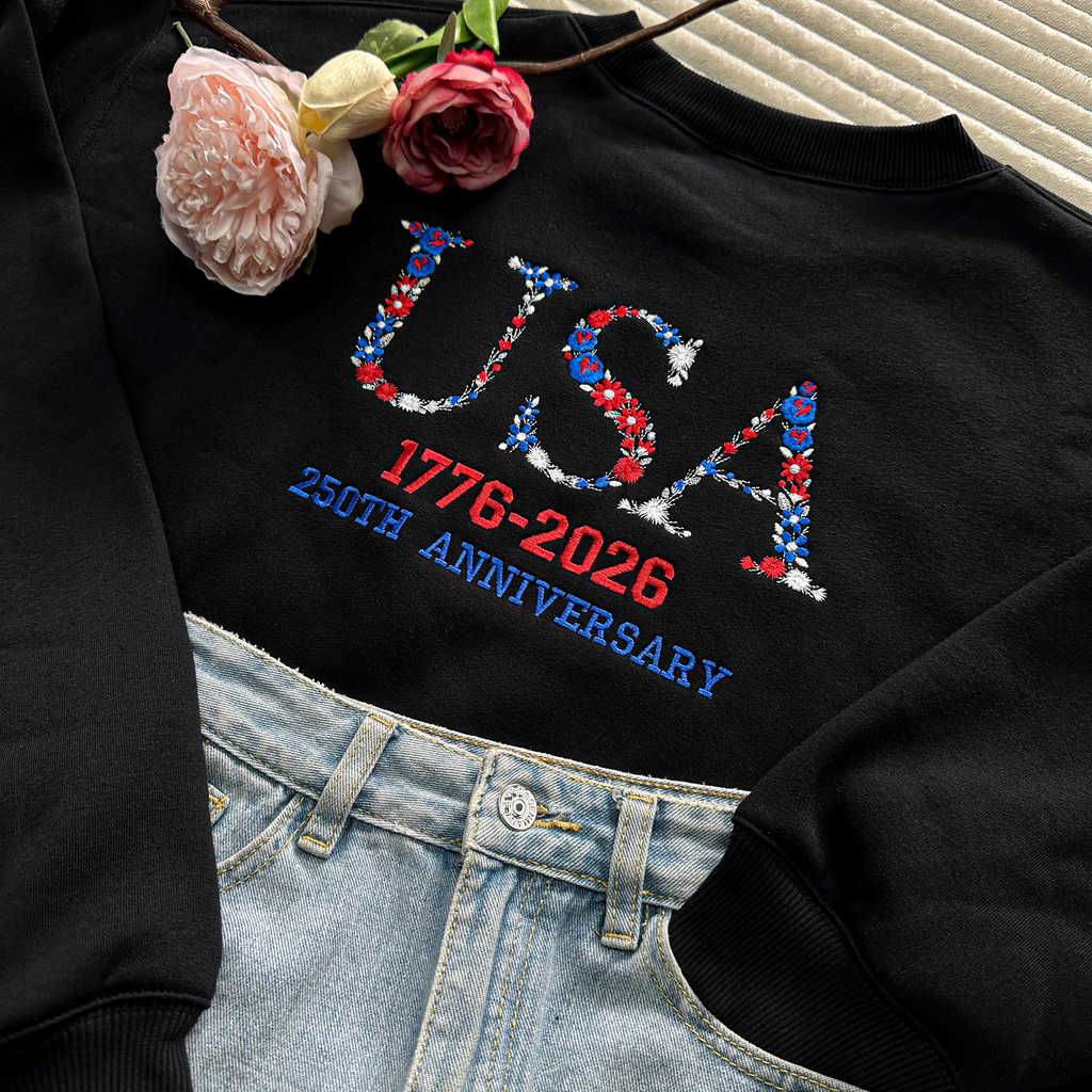 Embroidered USA 250th Anniversary Sweatshirt