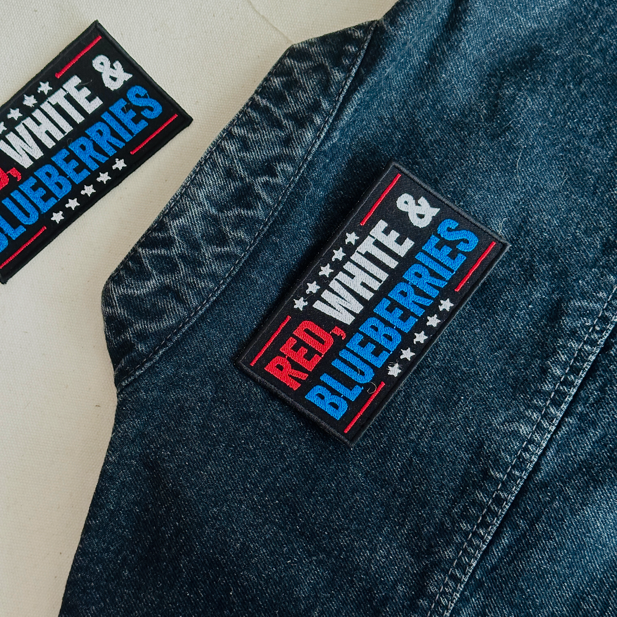 Red White & Blueberries Embroidered Patch