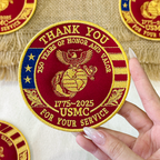 Marine Corps USMC Patch, 250 Years of Honor & Valor USA Embroidered Patch (1775–2025)