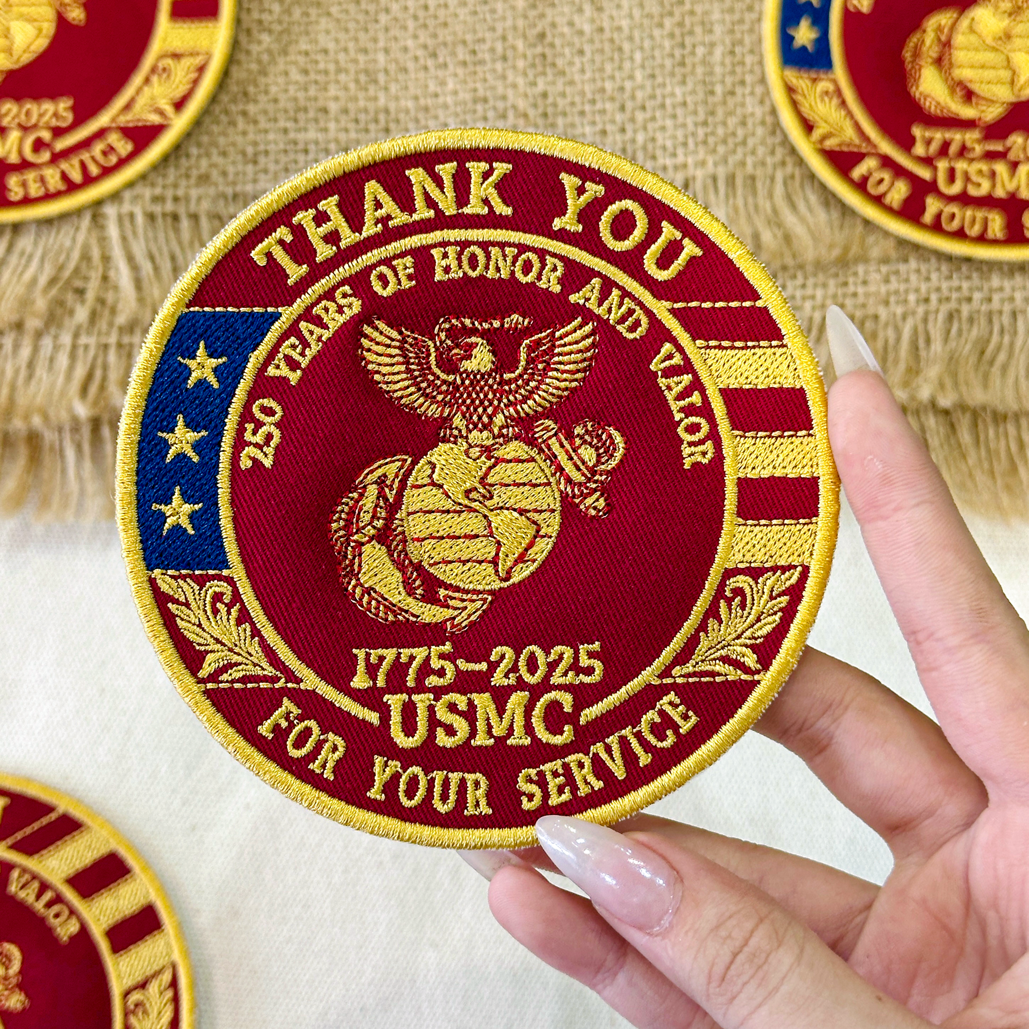 Marine Corps USMC Patch, 250 Years of Honor & Valor USA Embroidered Patch (1775–2025)