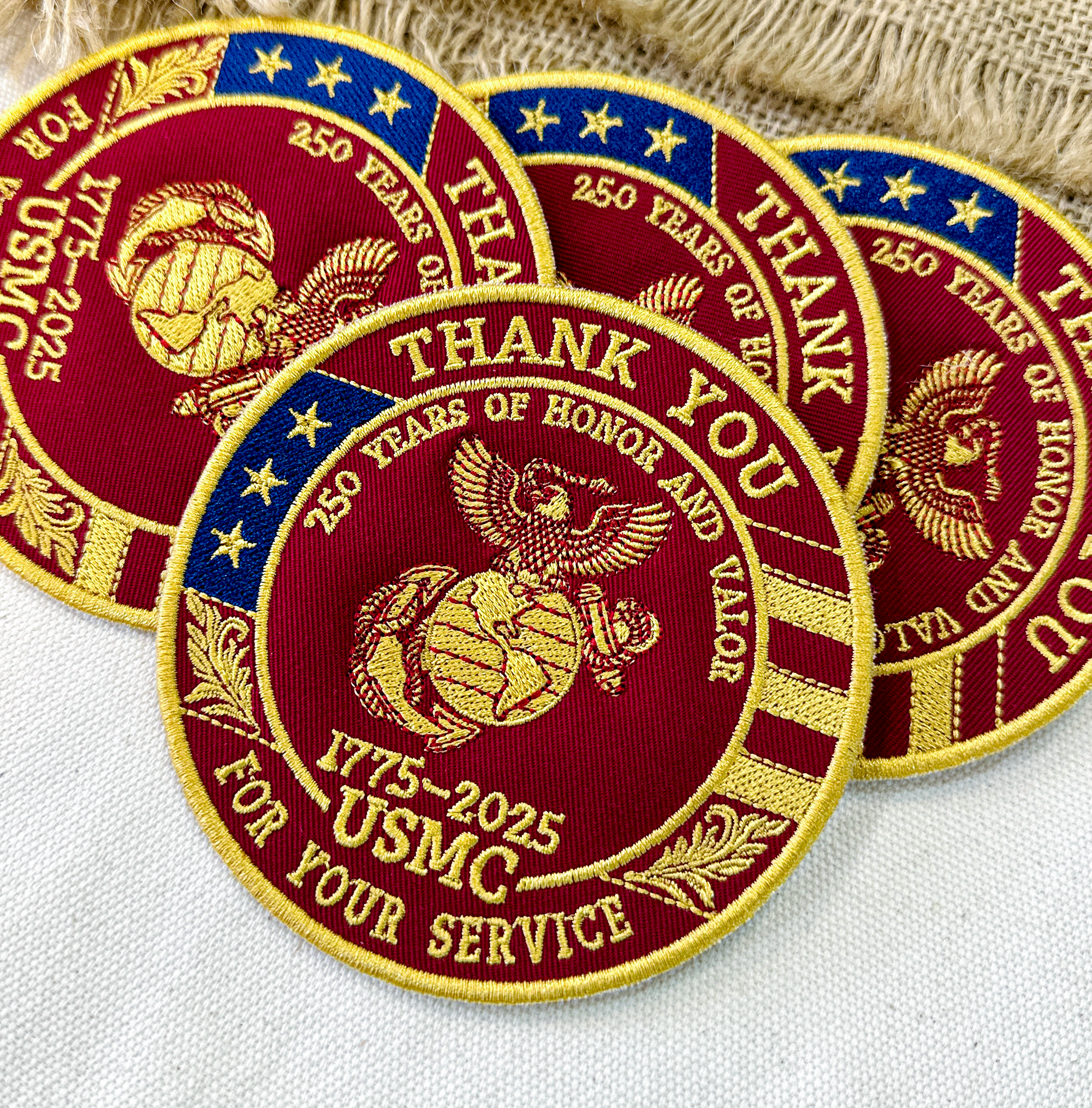 Marine Corps USMC Patch, 250 Years of Honor & Valor USA Embroidered Patch (1775–2025)