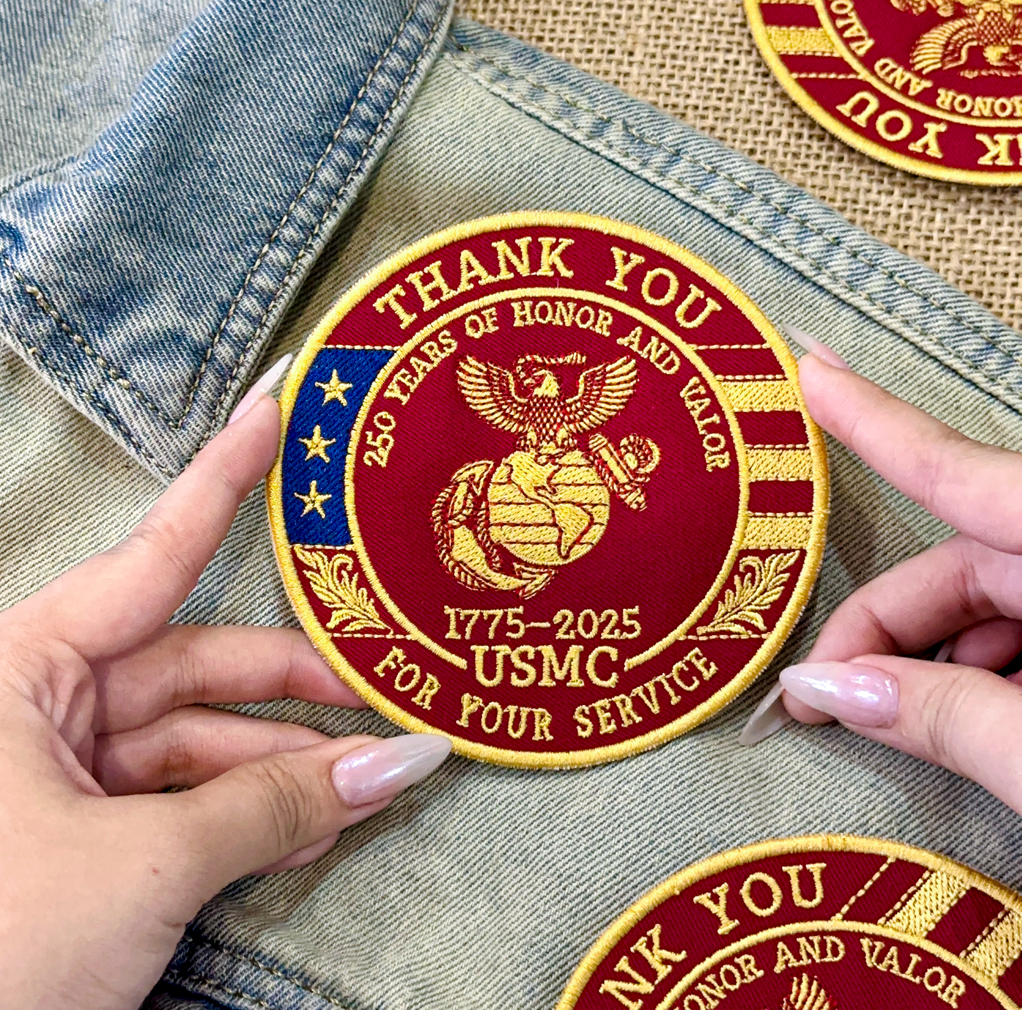 Marine Corps USMC Patch, 250 Years of Honor & Valor USA Embroidered Patch (1775–2025)