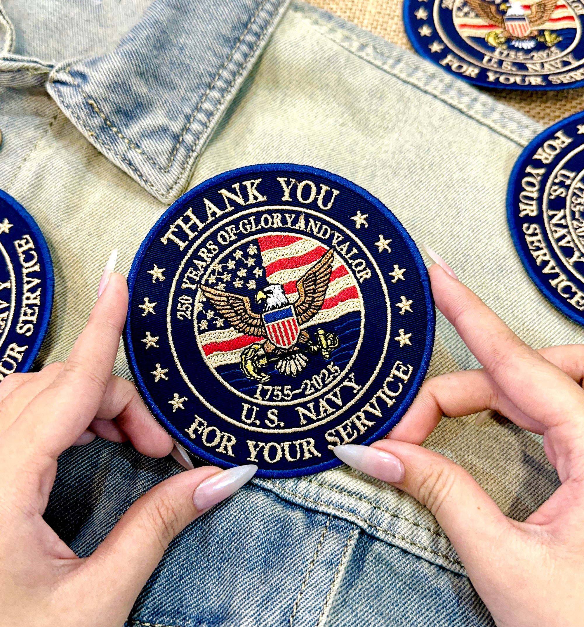 US Navy Eagle Patch, 250 Years Of Glory And Valor Embroidered Patch