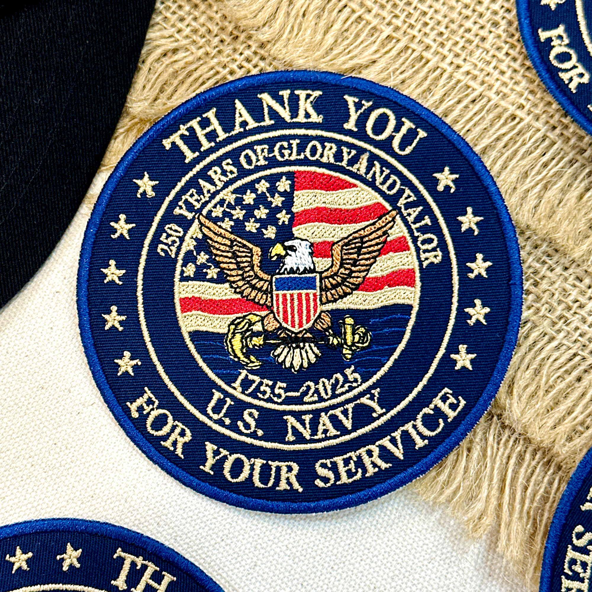 US Navy Eagle Patch, 250 Years Of Glory And Valor Embroidered Patch