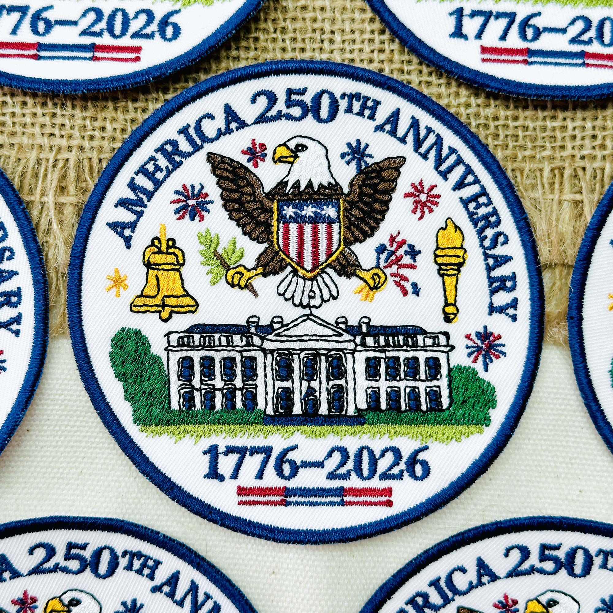 1776–2026 America Eagle & White House Full Embroidered Patriotic Patch