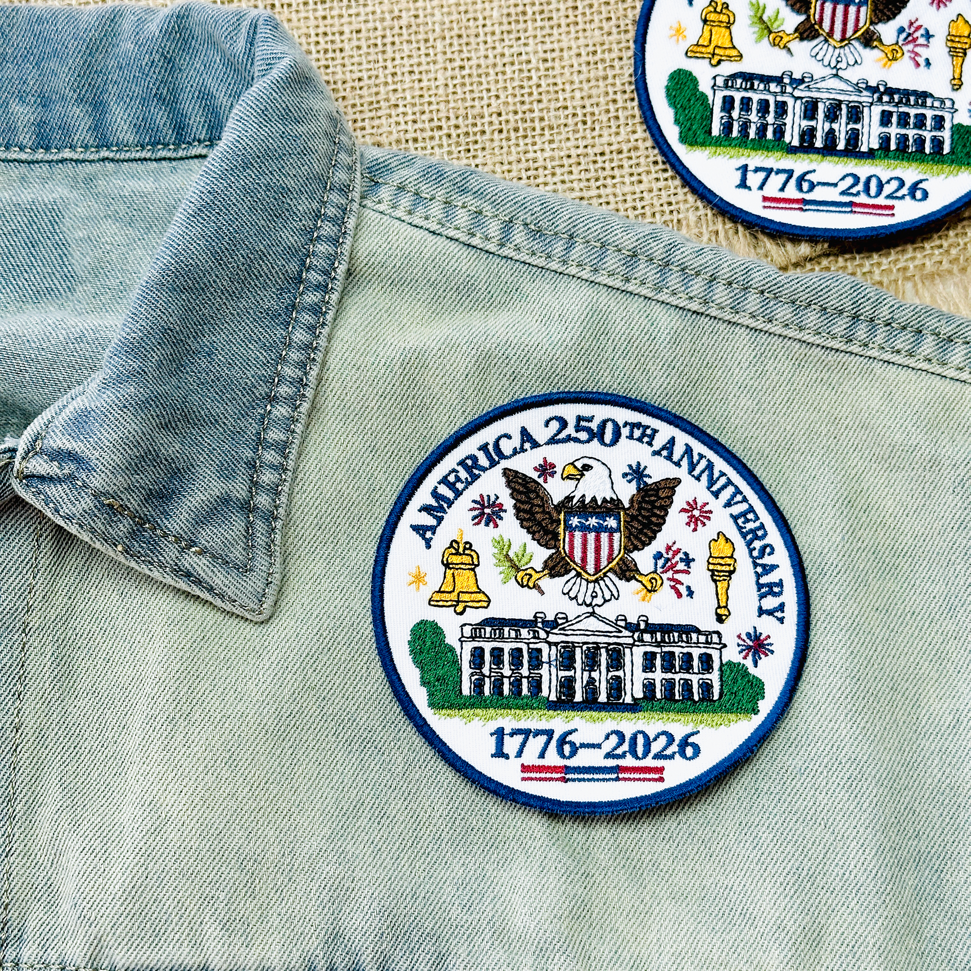 1776–2026 America Eagle & White House Full Embroidered Patriotic Patch