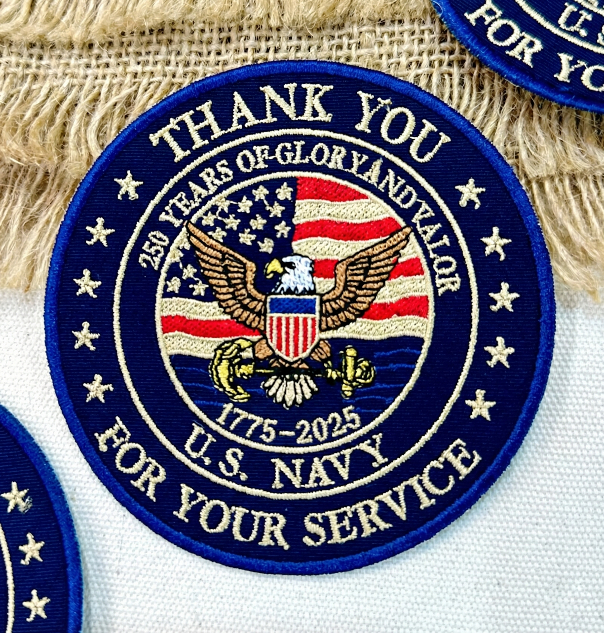 US Navy Eagle Patch, 250 Years Of Glory And Valor Embroidered Patch