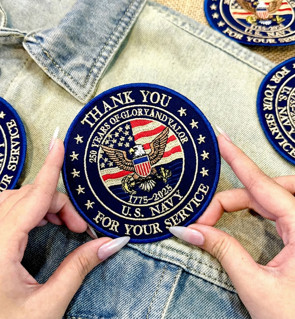 US Navy Eagle Patch, 250 Years Of Glory And Valor Embroidered Patch