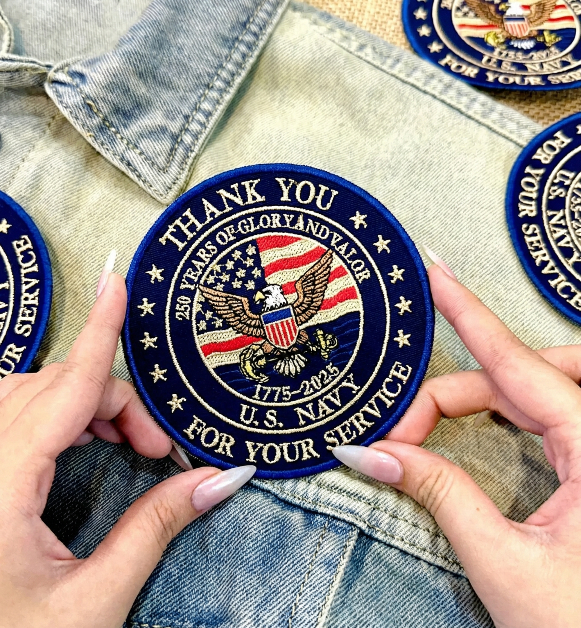 US Navy Eagle Patch, 250 Years Of Glory And Valor Embroidered Patch