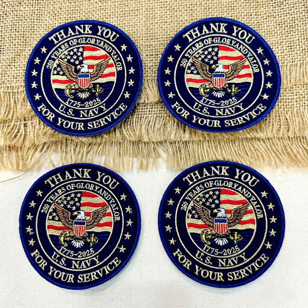 US Navy Eagle Patch, 250 Years Of Glory And Valor Embroidered Patch
