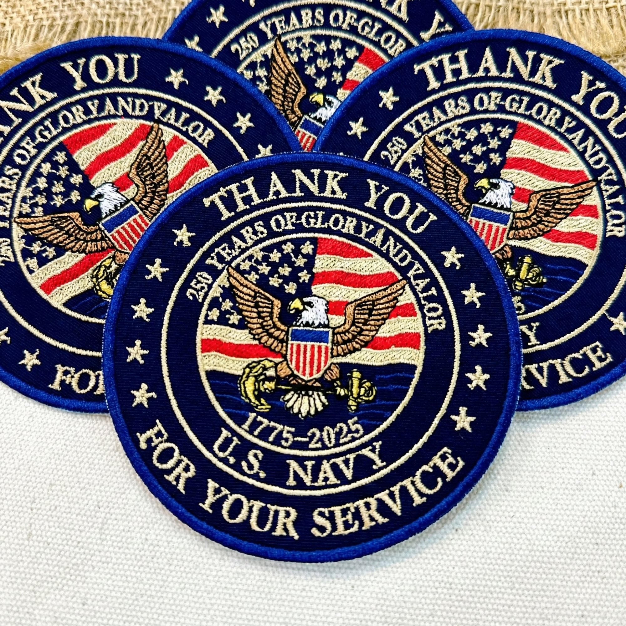US Navy Eagle Patch, 250 Years Of Glory And Valor Embroidered Patch