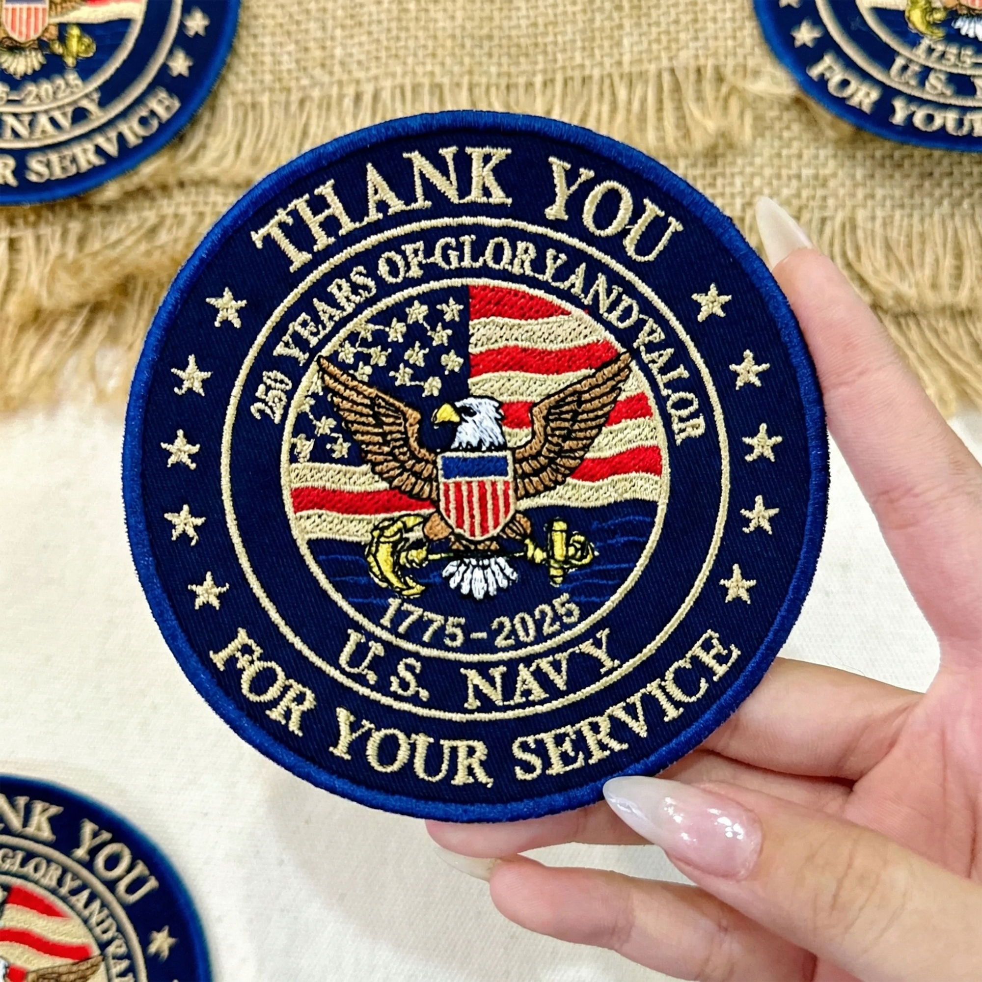 US Navy Eagle Patch, 250 Years Of Glory And Valor Embroidered Patch