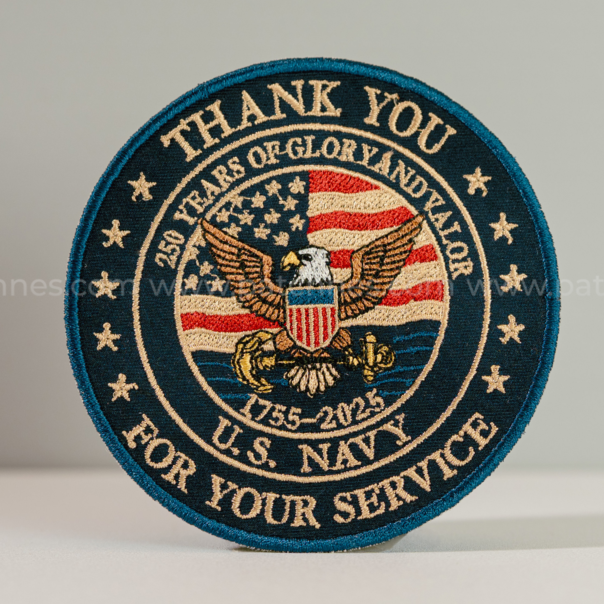US Navy Eagle Patch, 250 Years Of Glory And Valor Embroidered Patch