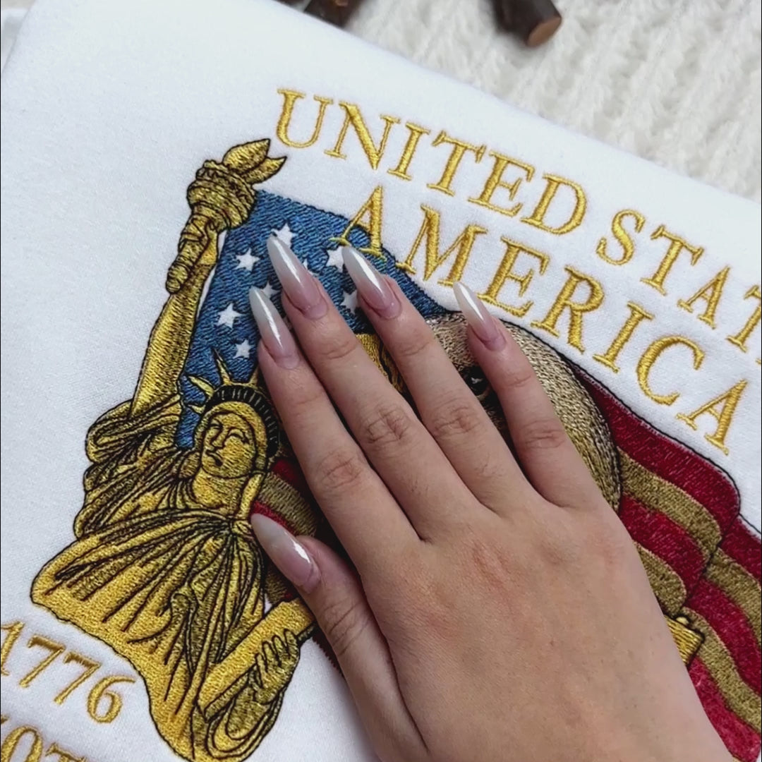 USA 250 Years Embroidered Patriotic Sweatshirt