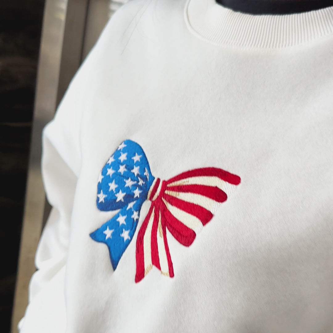 American Freedom Bow Embroidered Sweatshirt