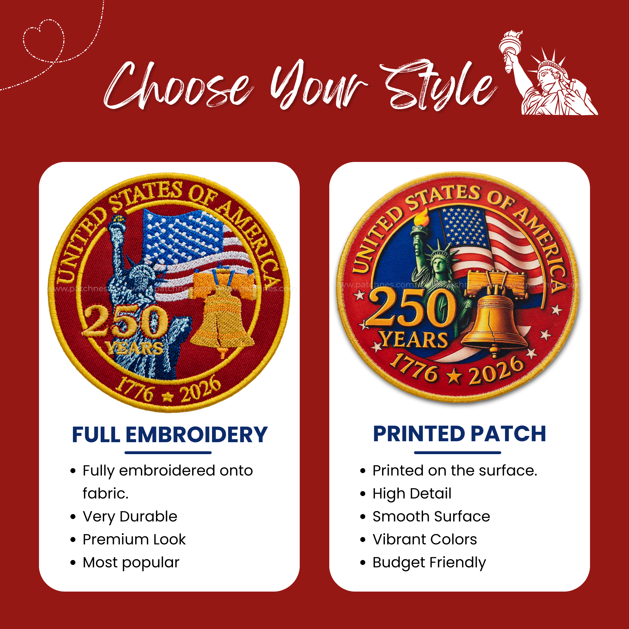 American 250 Years Freedom Patch - Printed Patch